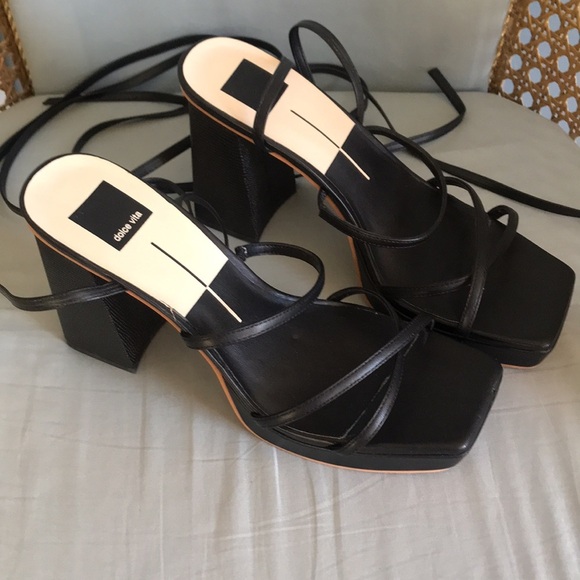 Dolce Vita black chunky heel square toe leg strap gladiator style shoes size 9.5 - Picture 11 of 11